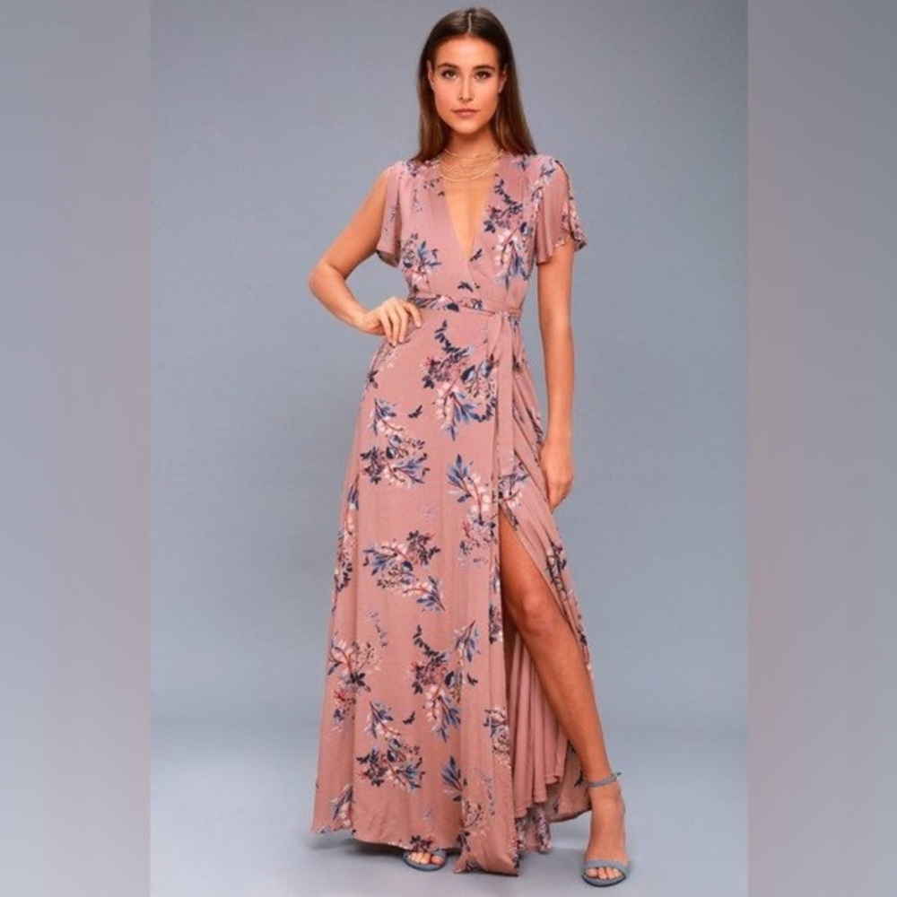 Fiorire Tose Floral print wrap Maxi Dress Sz L